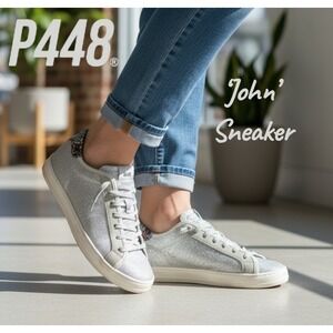 P448 John Sneakers Silver Glitter Size 11.5 US / 42 EU